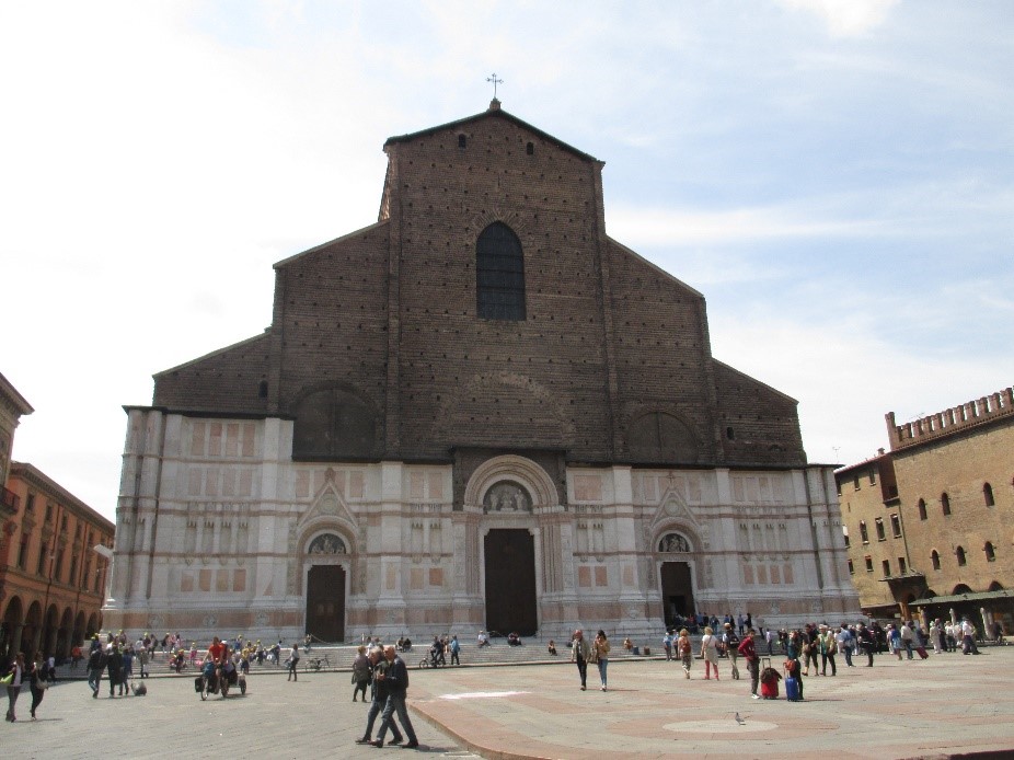 The coronation of Charles V. The basilica of St Petronius, Bologna, from the Piazza Maggiore  – the site of the meeting of Pope Clement and Emperor Charles V in November 1529. The basilica was also used for the coronation ceremony in February 1530.