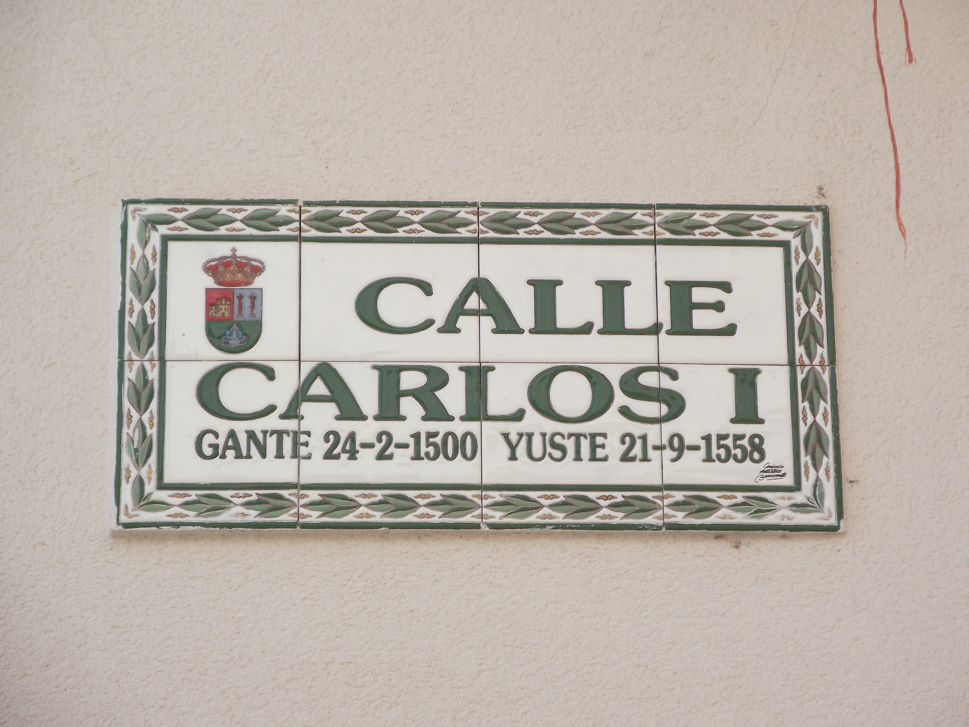 Street in Cuacos de Yuste named after Emperor Charles V / King Carlos I of Spain.